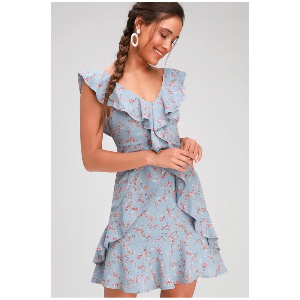 Lulu's Blue Flutter Sleeve Sundress for Weddings